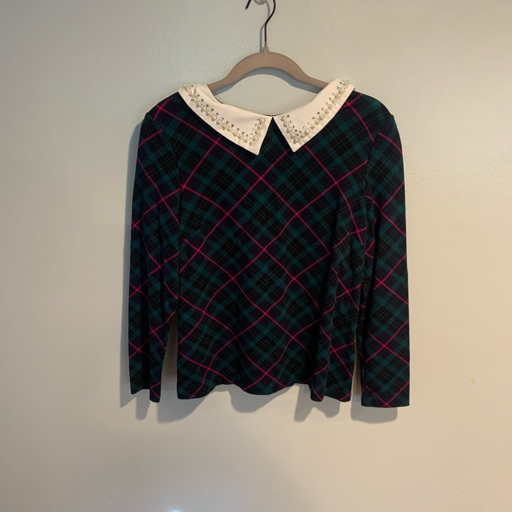 Charter club: PL holiday sweater top with jewels on the collar